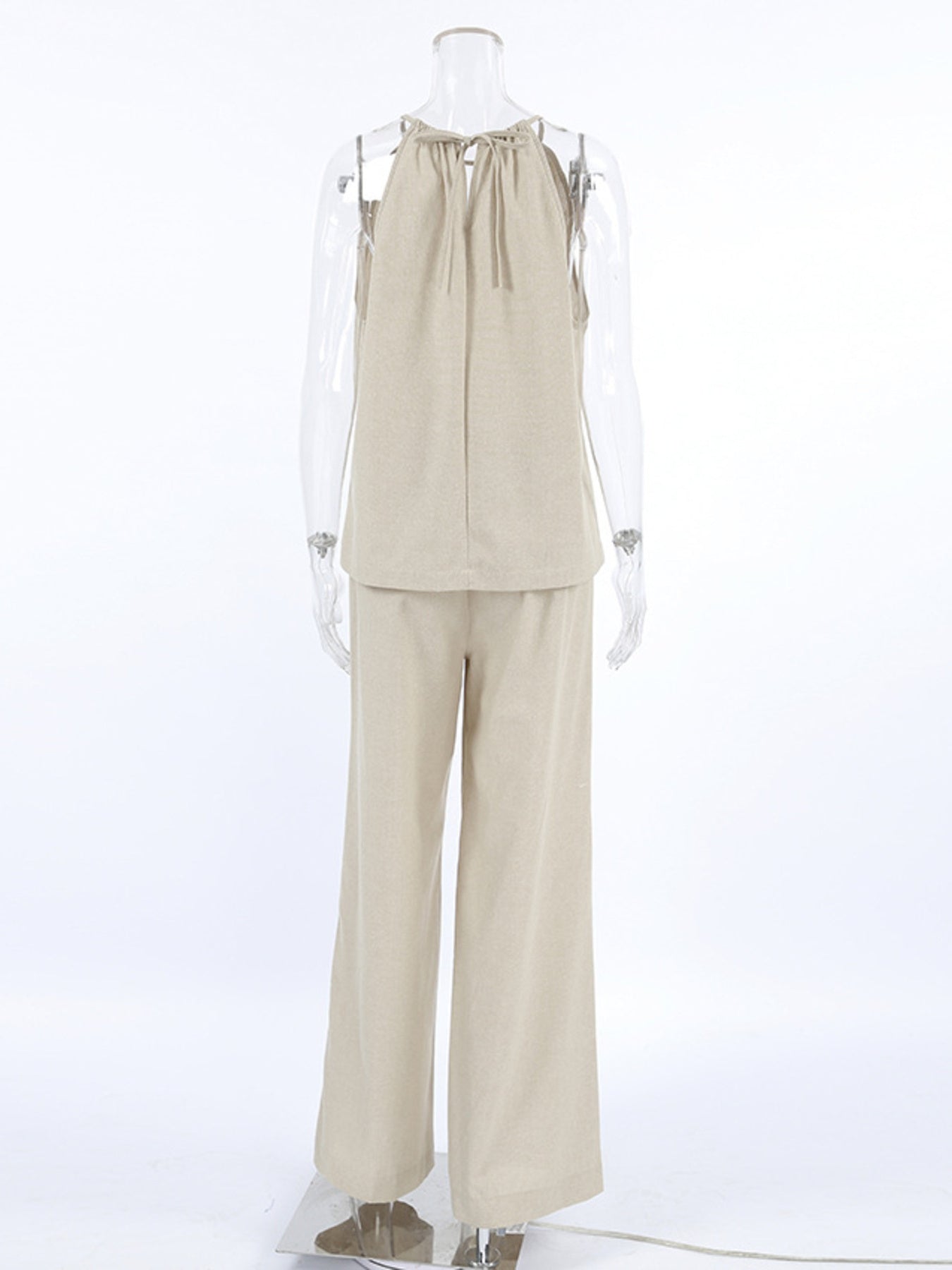 Cutout Tank and Wide Leg Pants Set