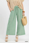 Umgee Linen Blend Striped Wide Leg Pants