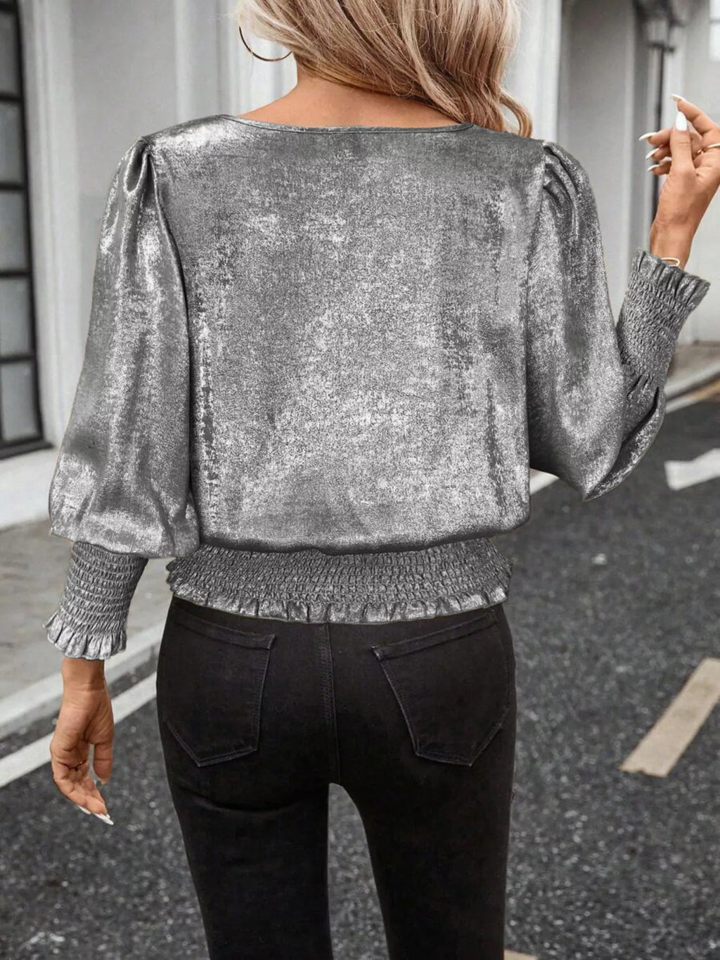 Smocked Round Neck Blouse