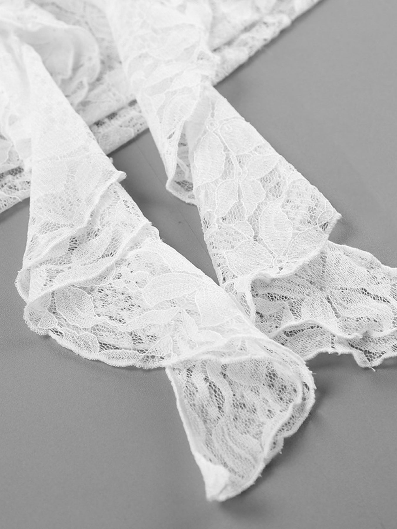 Ruffle Lace Flounce Sleeve Blouse