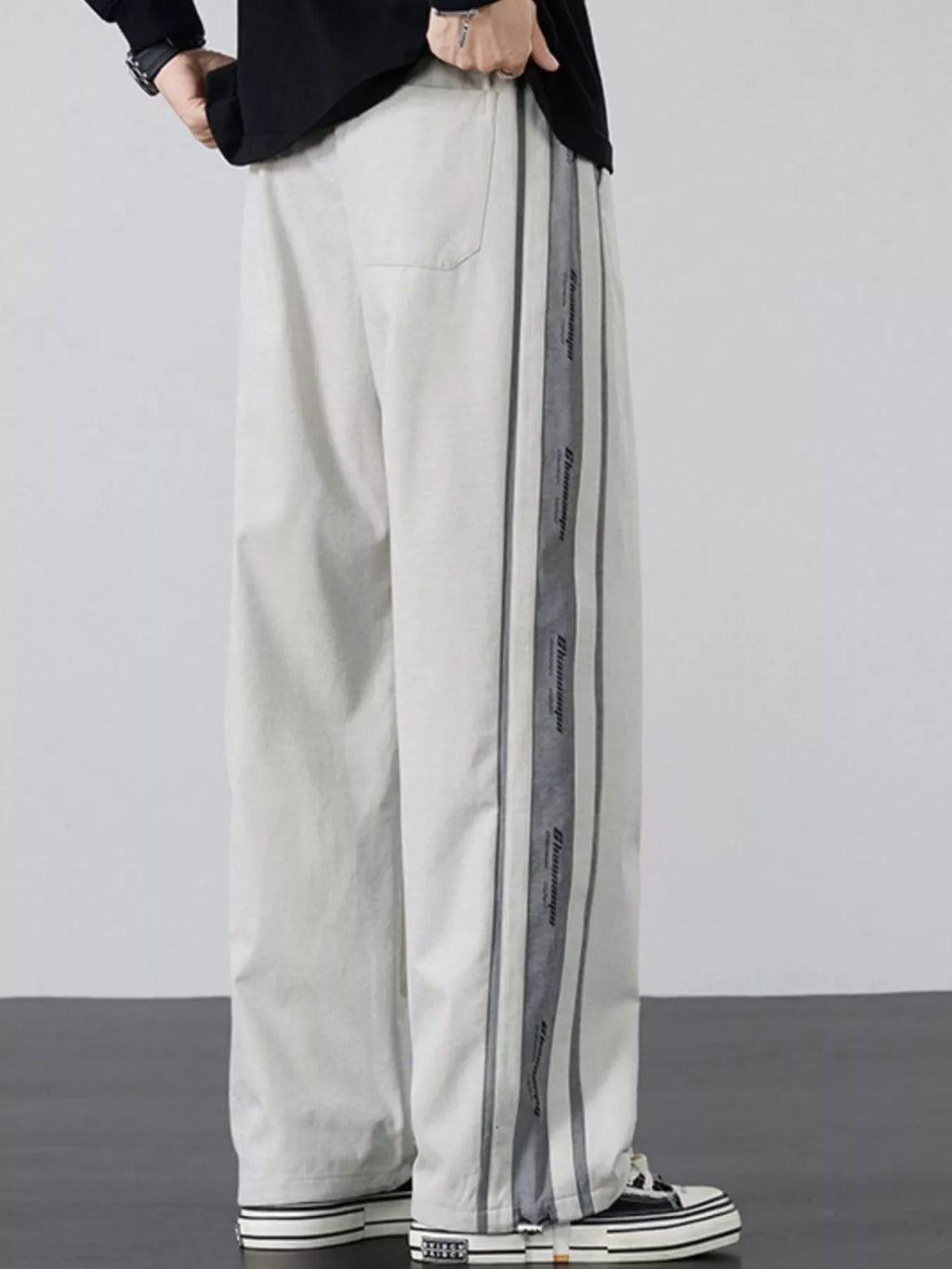 Men's Plus Size Striped Side Loose Fit Casual Pants