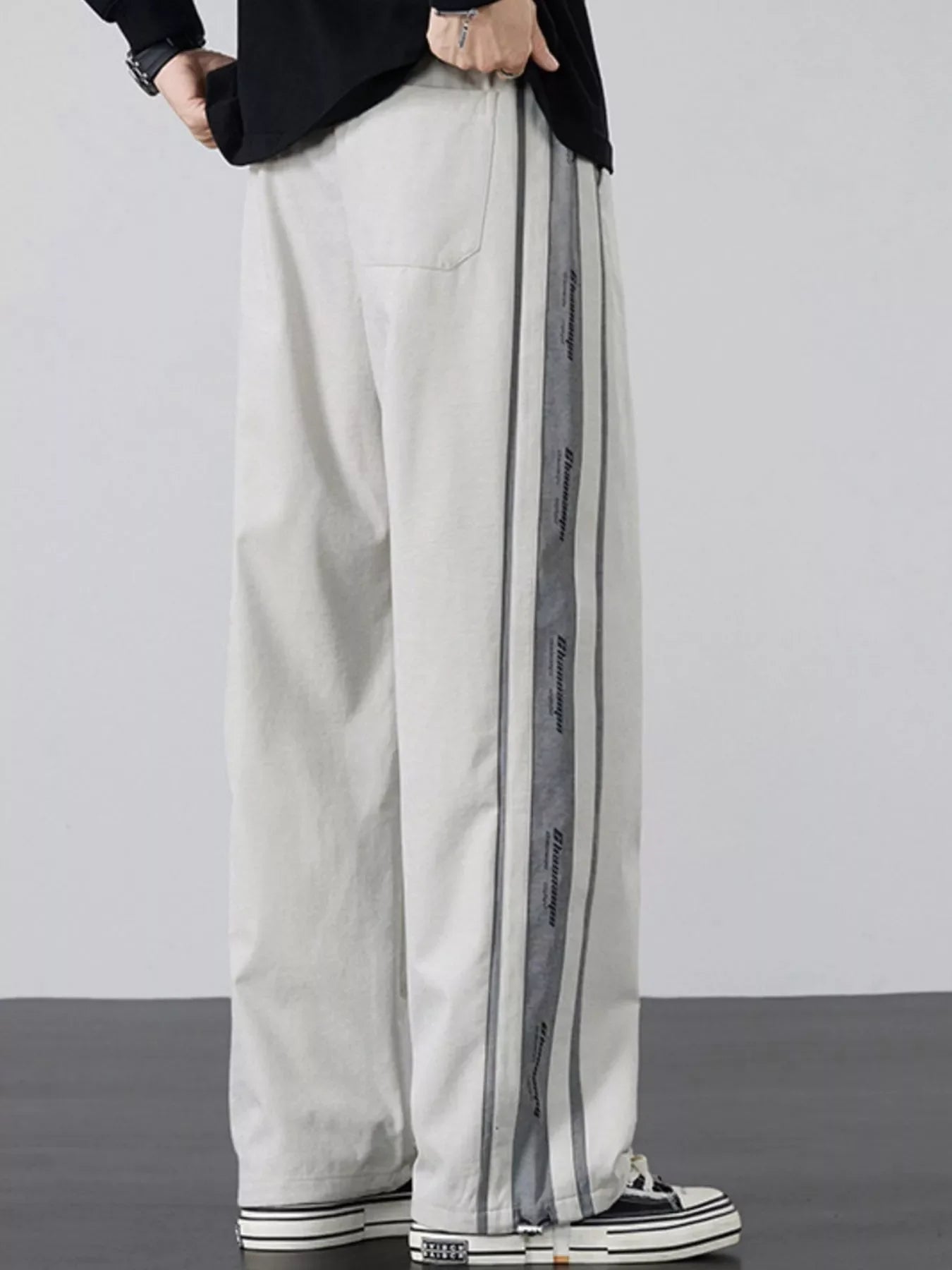 Men's Plus Size Striped Side Loose Fit Casual Pants