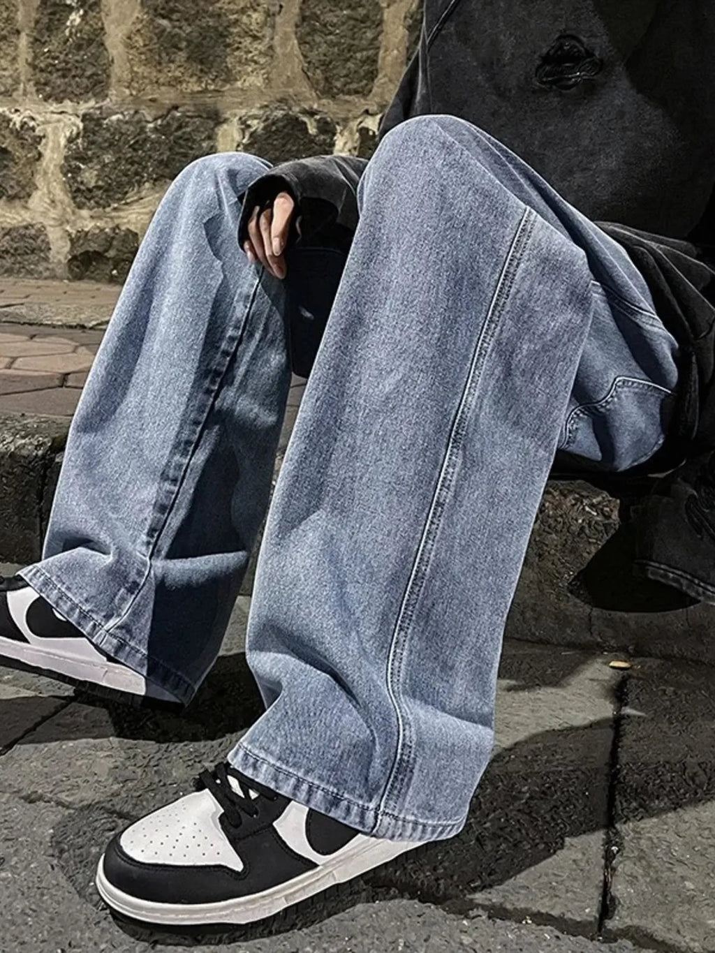 Men's Full Size Drawstring Wide Leg Jeans Plus Size