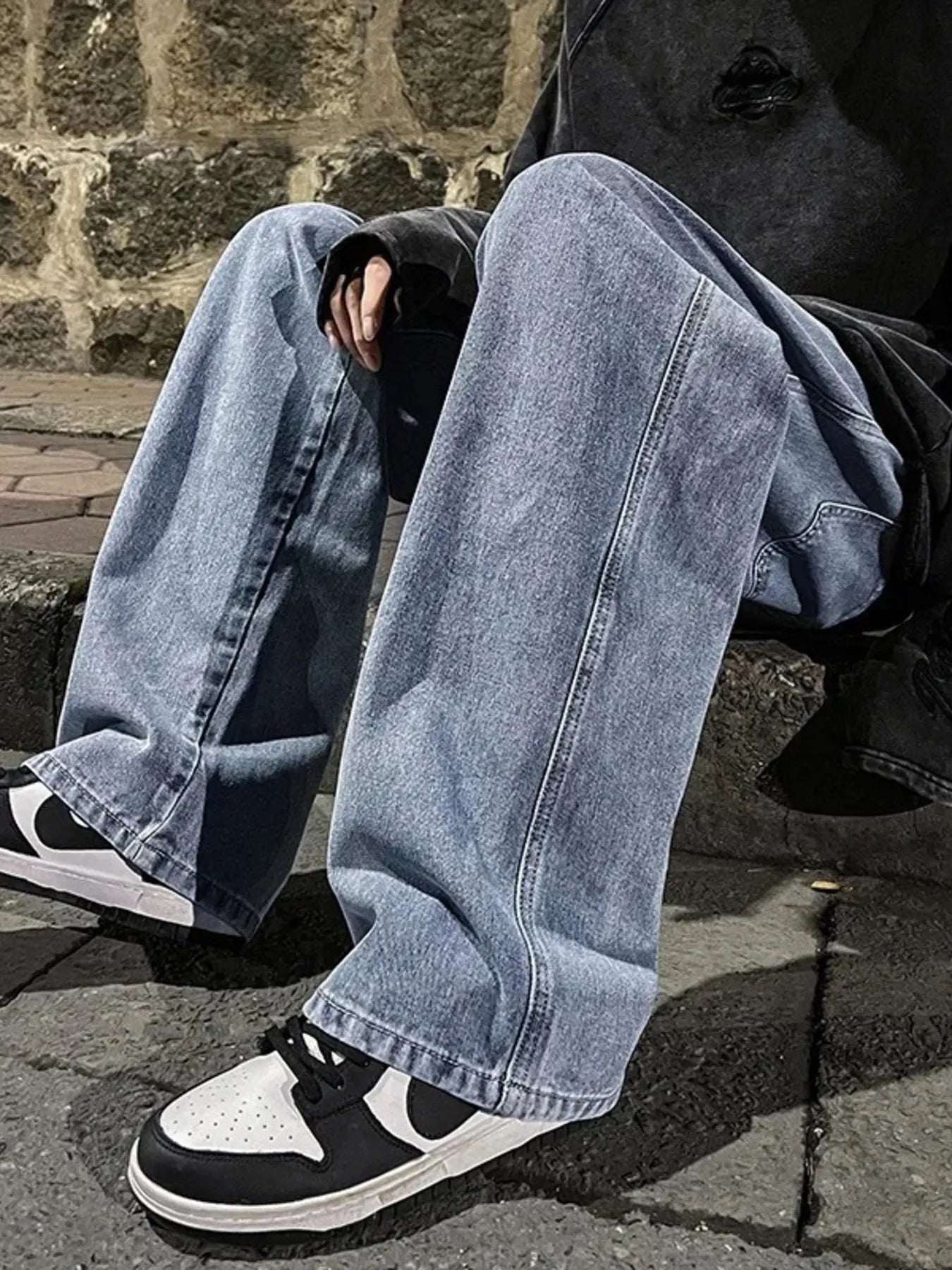 Men's Full Size Drawstring Wide Leg Jeans Plus Size