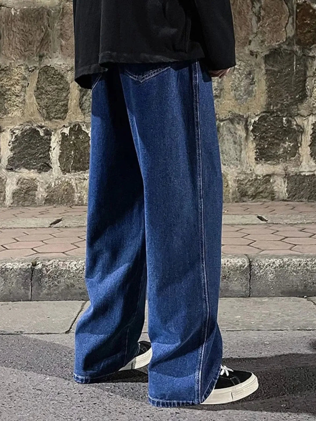 Men's Full Size Drawstring Wide Leg Jeans Plus Size