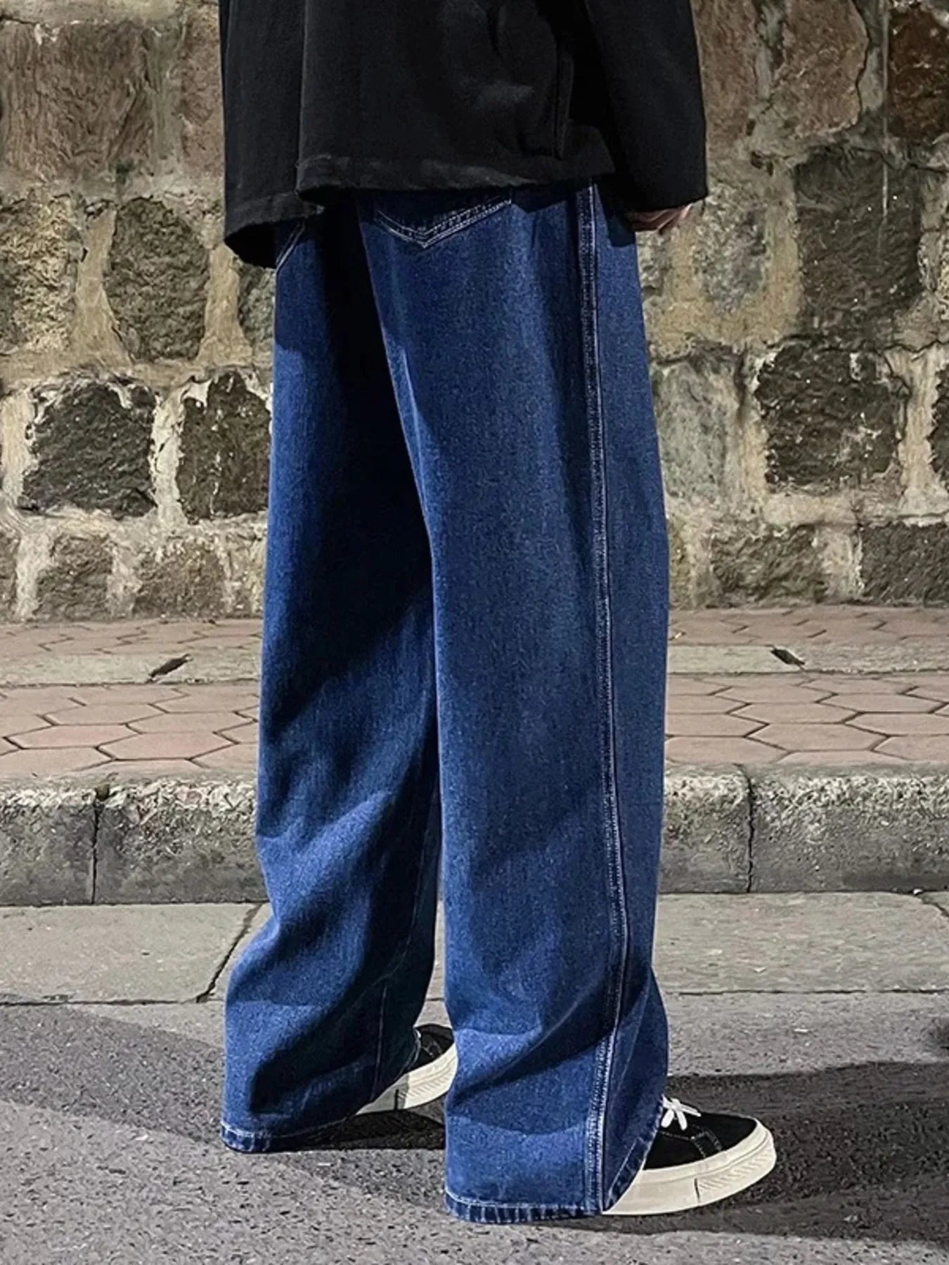 Men's Full Size Drawstring Wide Leg Jeans Plus Size
