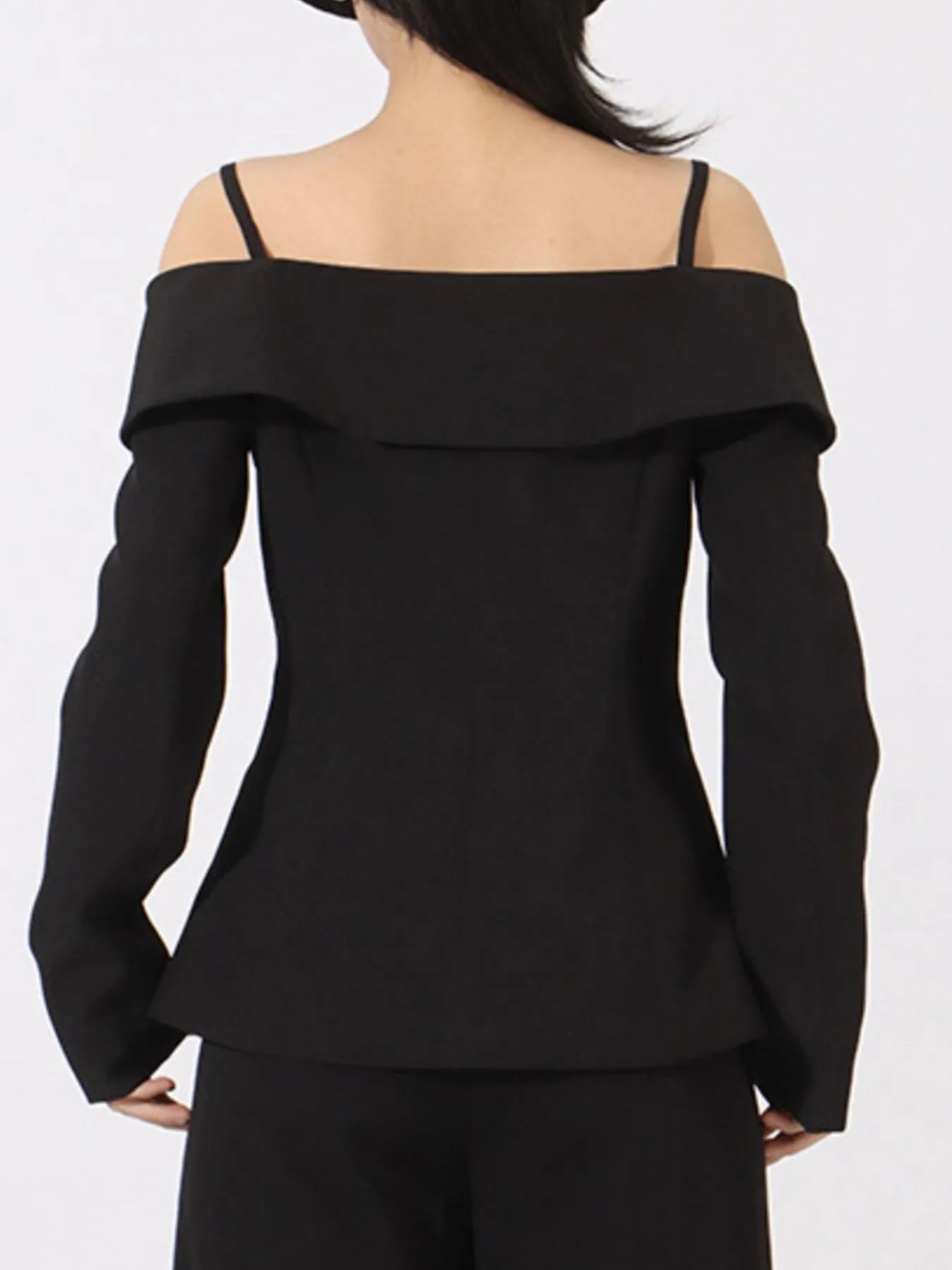 Ruffled Cold Shoulder Long Sleeve Outerwear