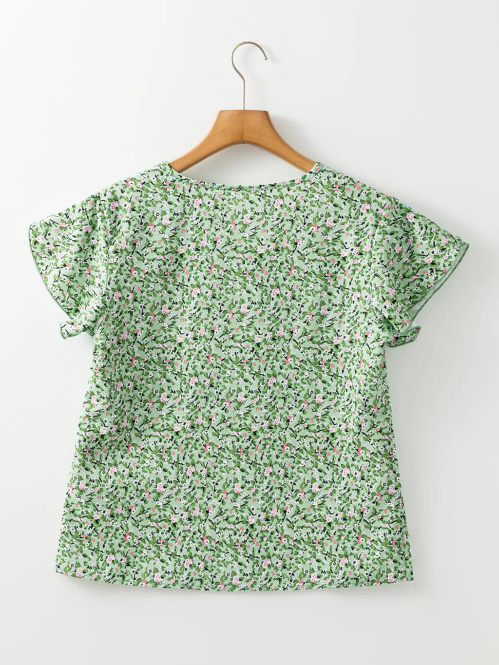 Floral Print V-Neck Short Sleeve Blouse