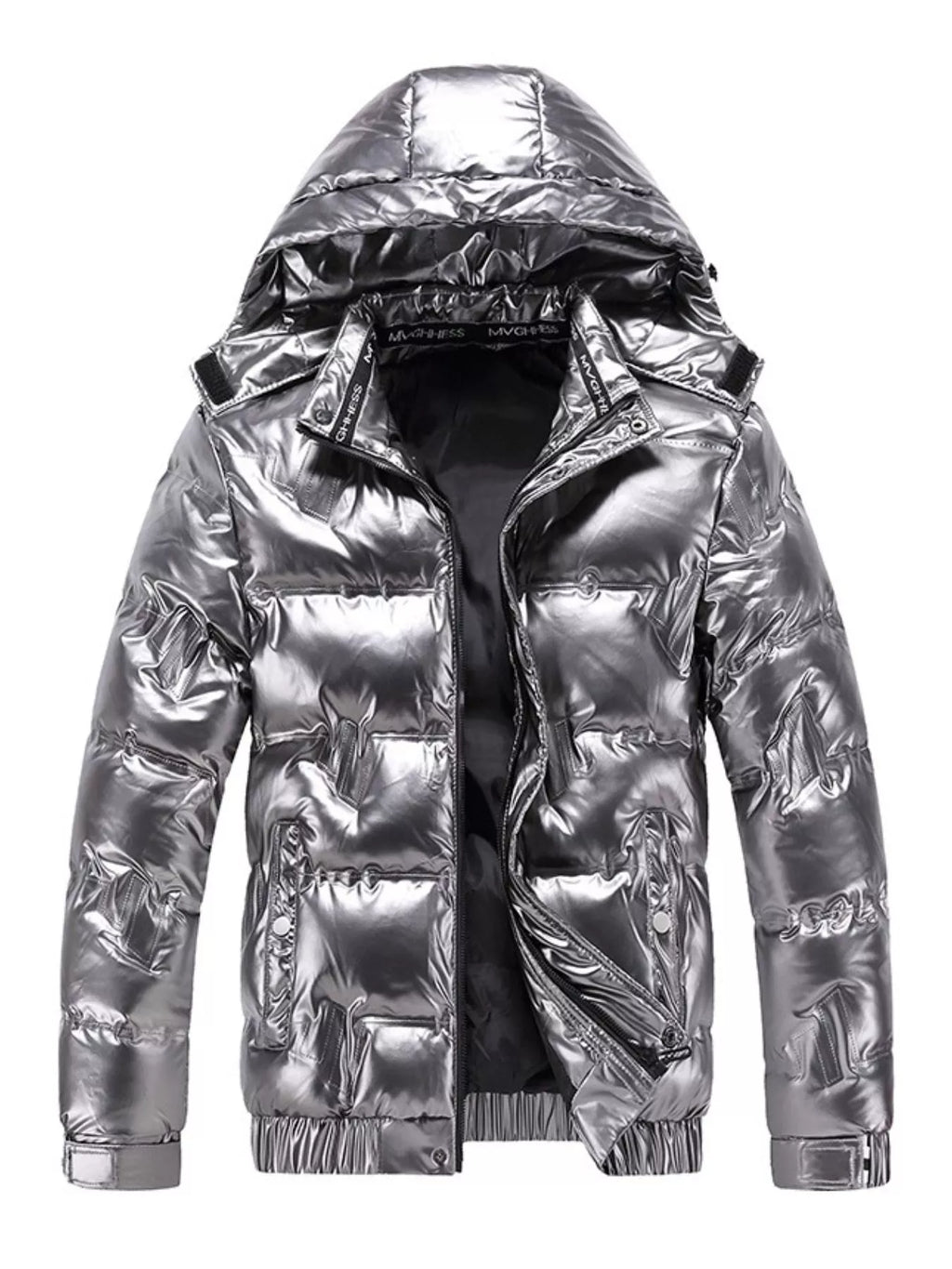 Men's Plus Size Zip Up Hooded Puffer Jacket