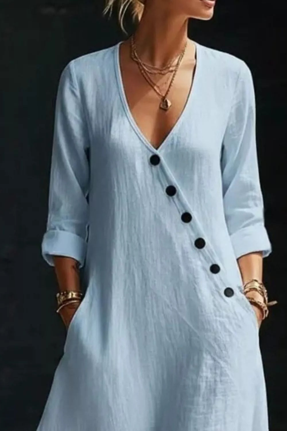 Surplice Long Sleeve Maxi Dress