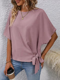 Tied Round Neck Half Sleeve Blouse