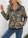 Printed Kangaroo Pocket Long Sleeve Sweatshirt