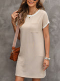 Twisted Ribbed Color Block Trim T Shirt Shift Dress