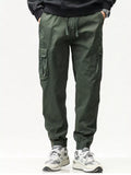 Men's Full Size Casual Cargo Pants with Drawstring Waist Plus Size