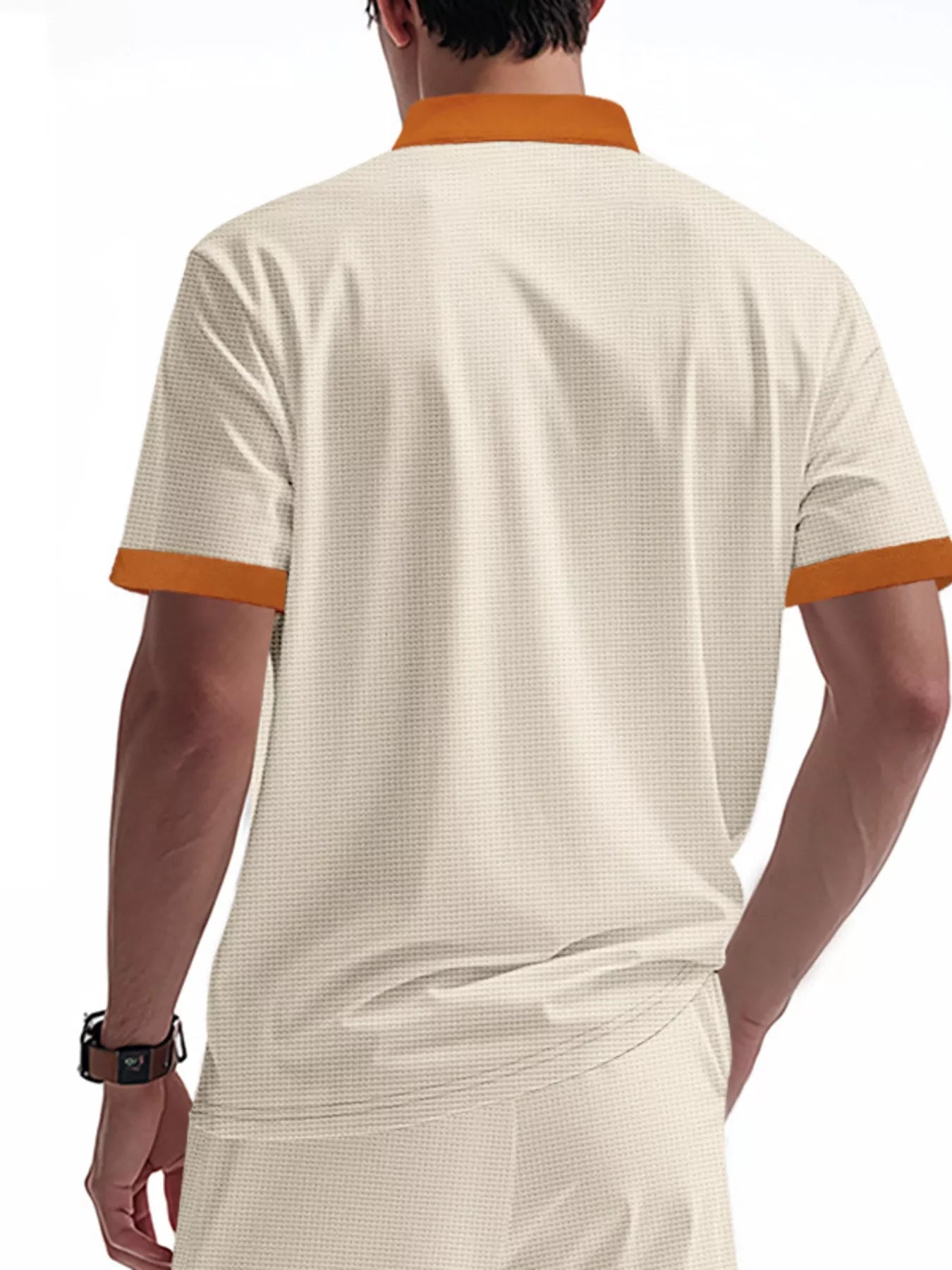 Men's Full Size Lace-Up Neckline Short Sleeve T-Shirt Plus Size