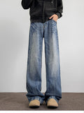 Men's Plus Size Vintage Wash Wide Leg Jeans