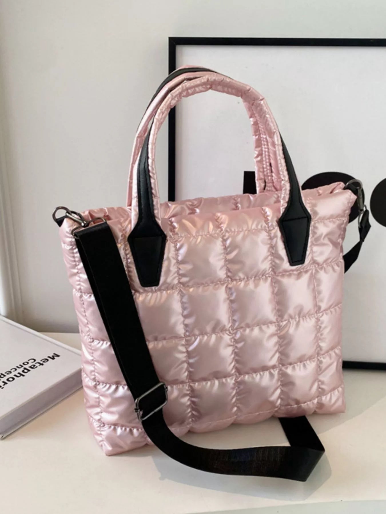 Bubble Textured Tote Crossbody Bag