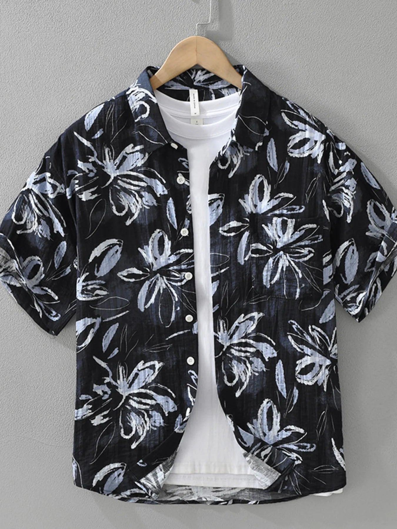 Men's Plus Size Printed Button-Up Casual Shirt