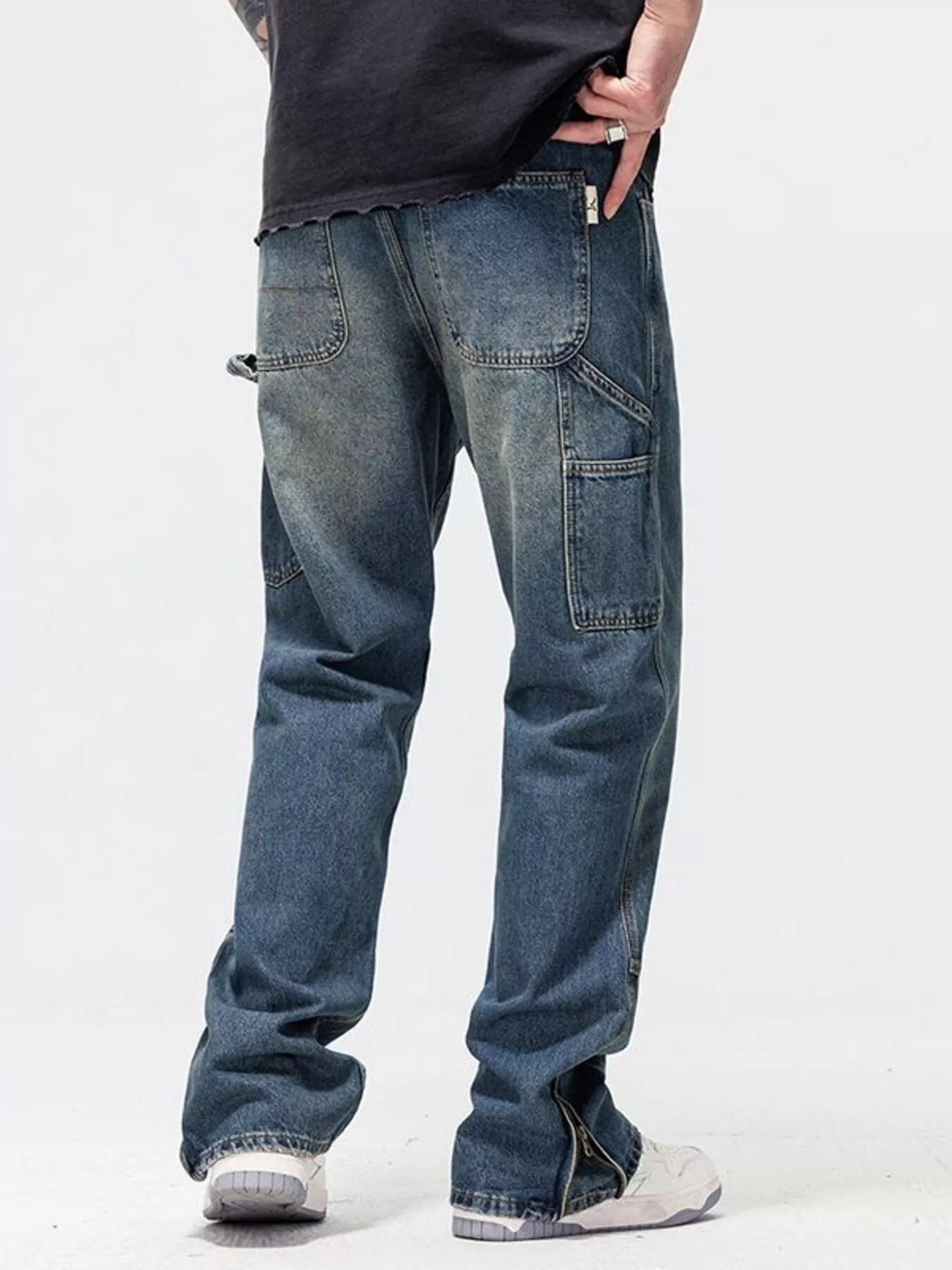Men's Washed Wide Leg Jeans