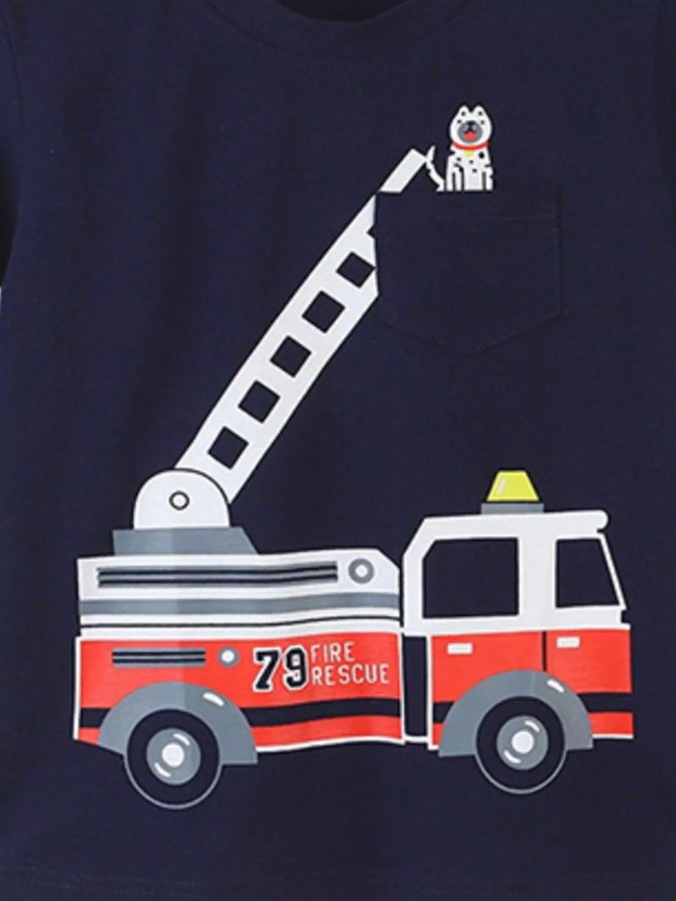 Children's Fire Truck Graphic Crew Neck T-Shirt
