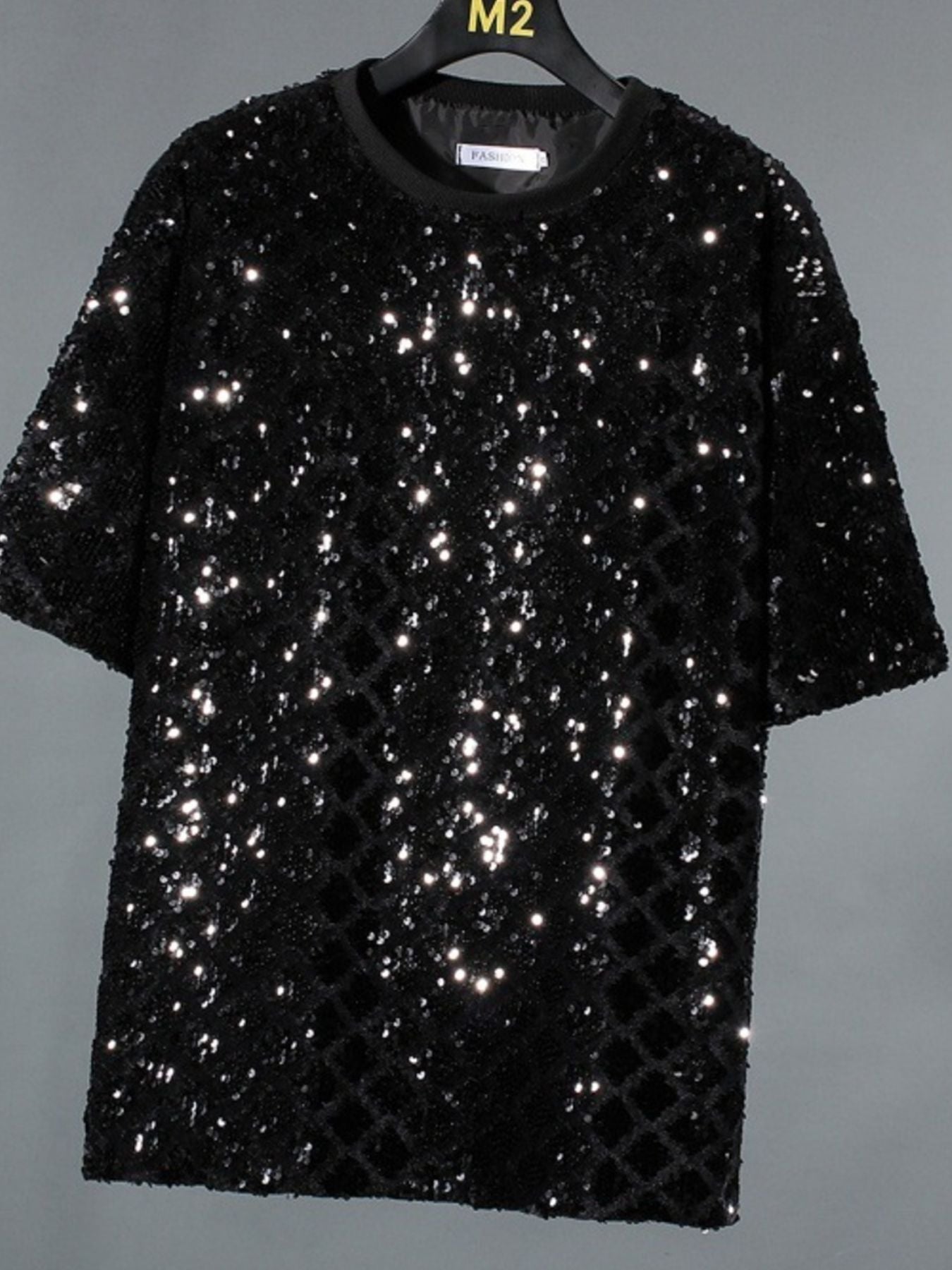 Men's Sequin Round Neck T-Shirt