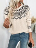 Nordic Fair Isle Pattern Round Neck Sweater