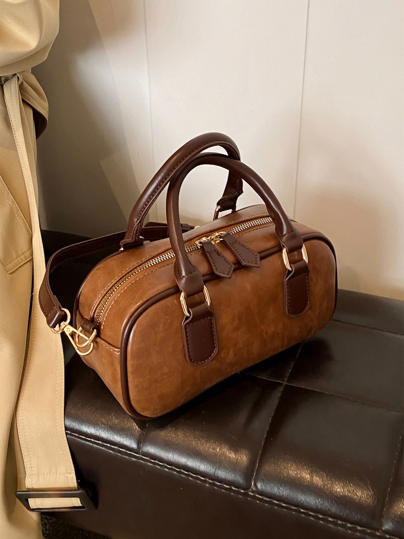 Vintage Style Barrel Crossbody Bag