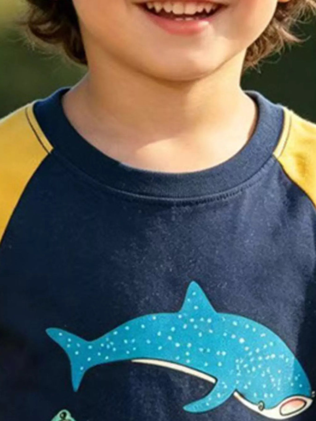 Children's Shark Print Raglan Sleeve T-Shirt