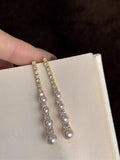 Pearl Zircon Drop Earrings