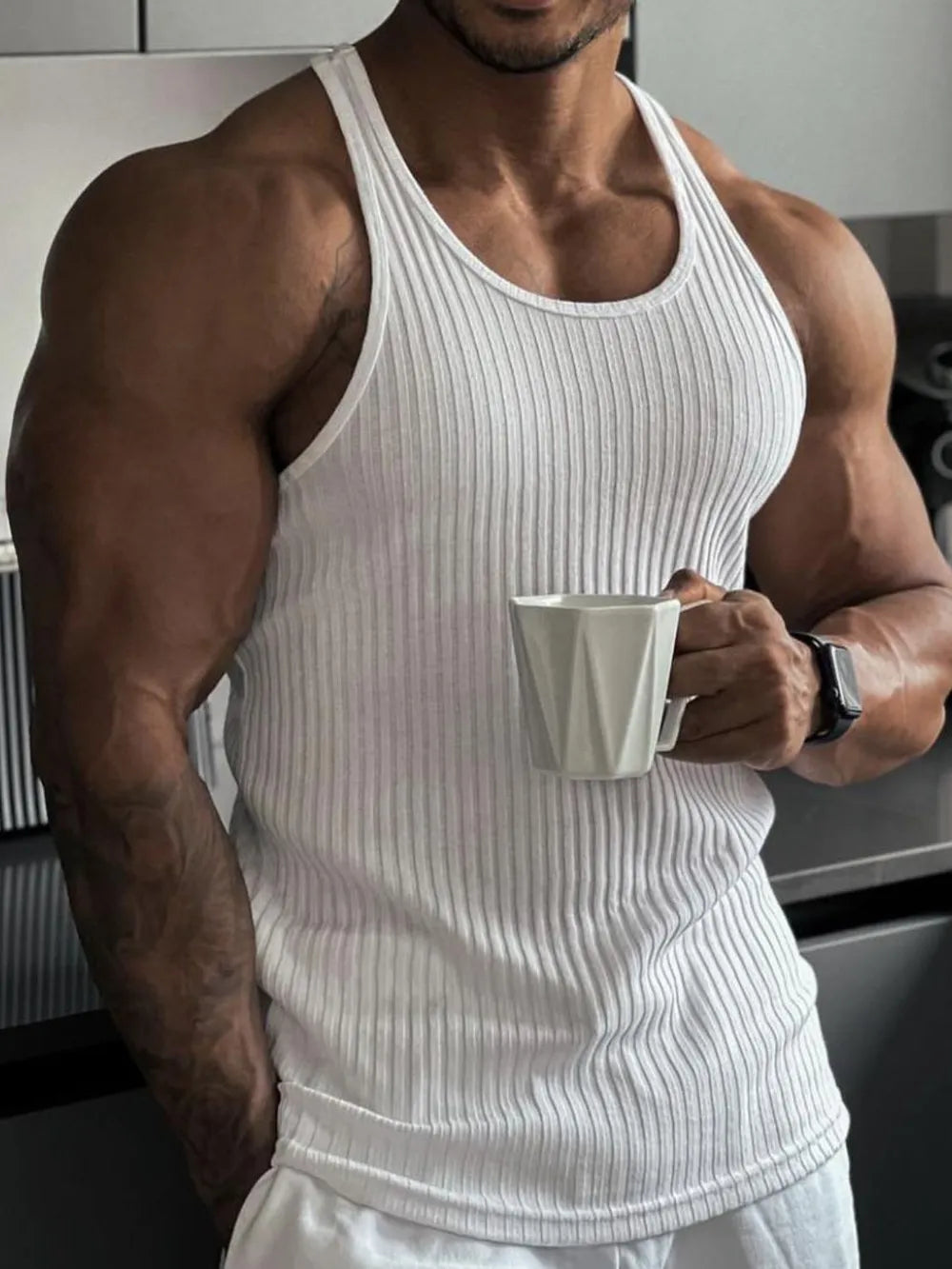 Men's Plus Size Round Neck Wide Strap Tank