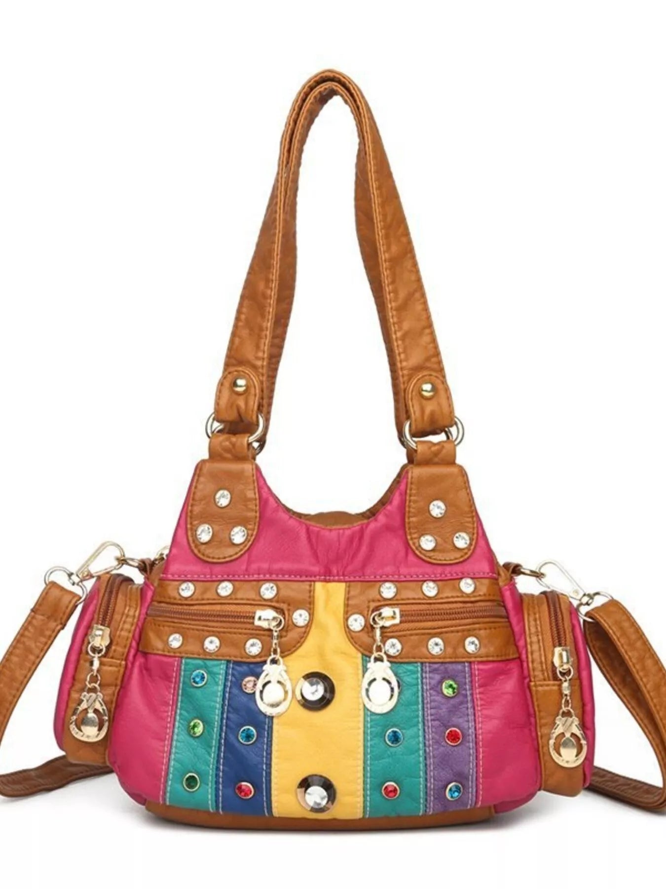 Rivet Decor Multifunctional Crossbody Bag