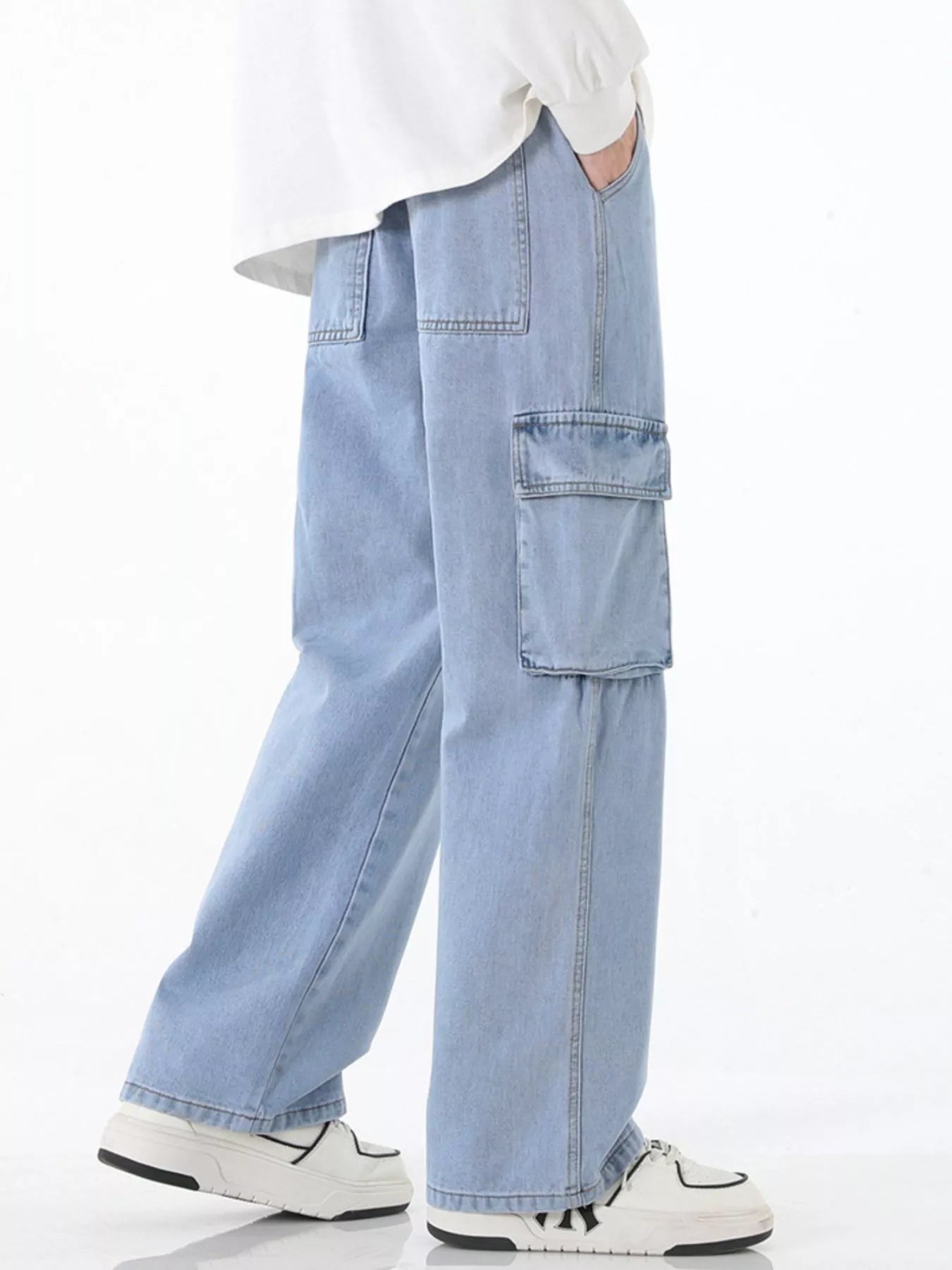 Men's Full Size Wide Leg Cargo Jeans Plus Size