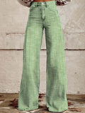 Striped High-Waisted Wide Leg Jeans