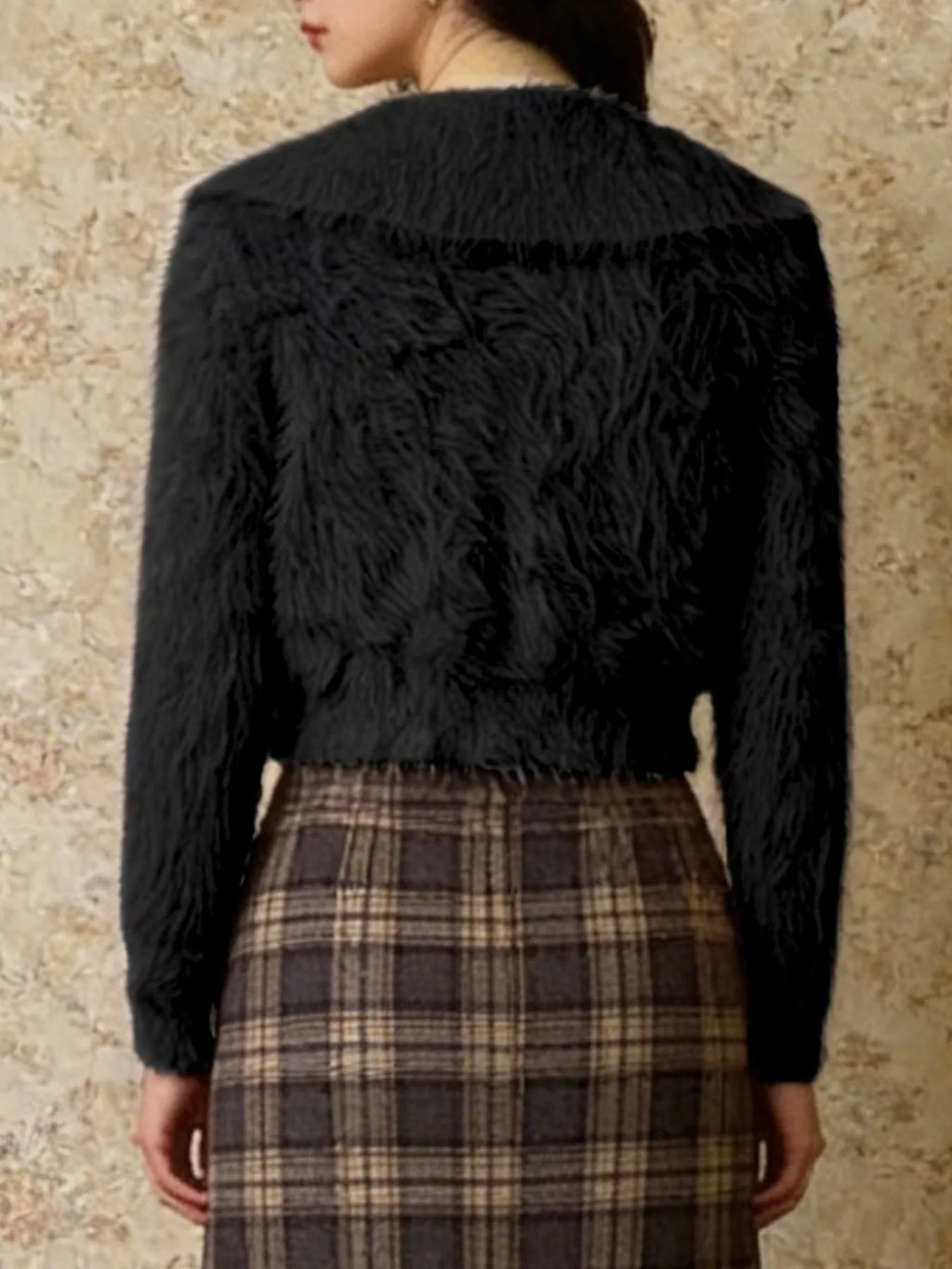 Fluffy Knit Zip-Up Outerwear