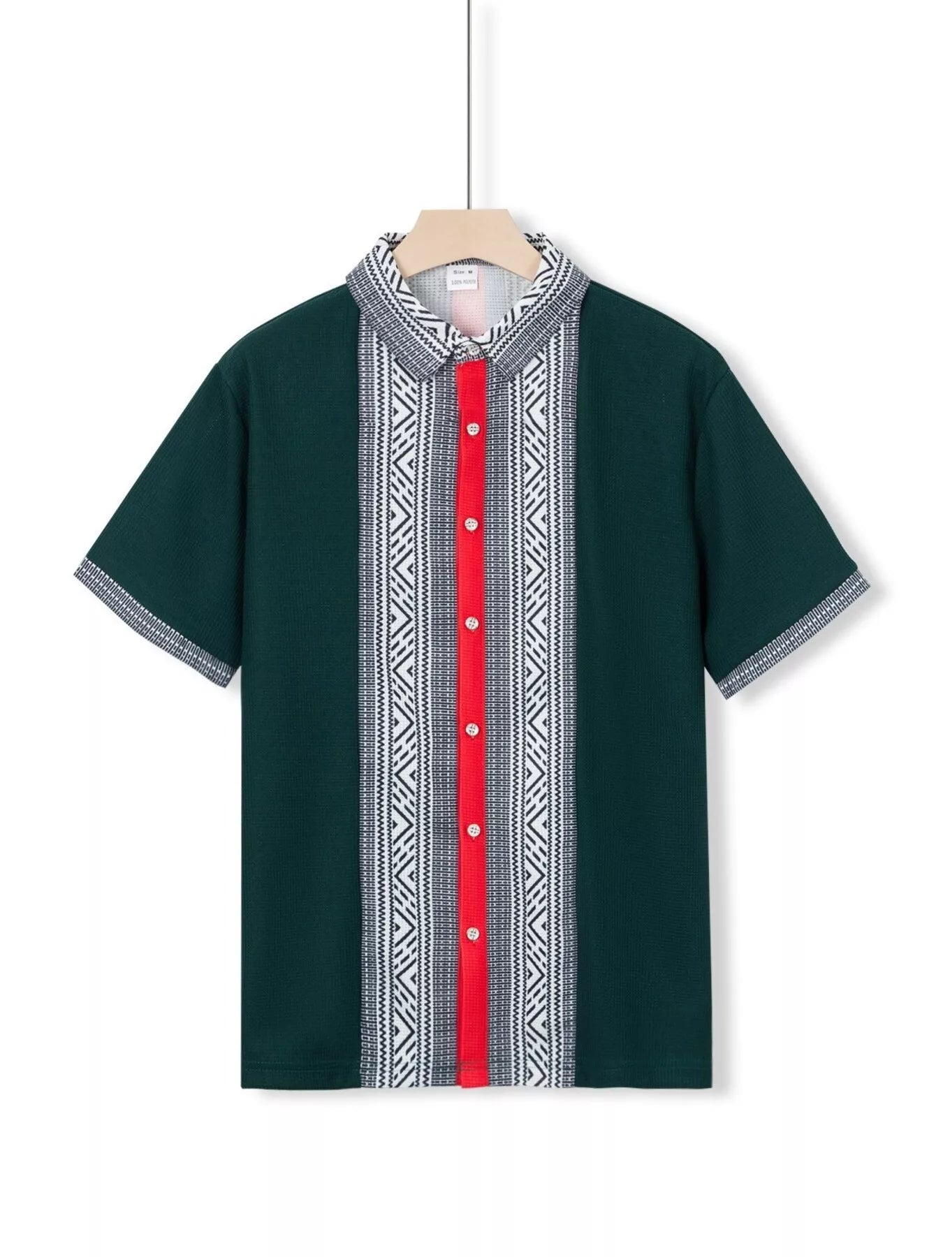 Men's Full Size Casual Geometric Print Short Sleeve Shirt Plus Size