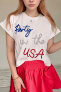 Letter Round Neck Short Sleeve T-Shirt