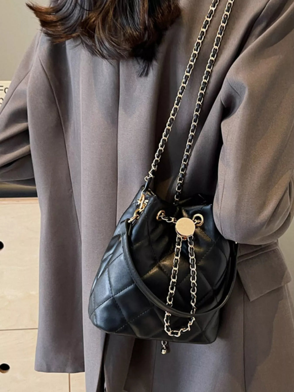 Bucket Crossbody Bag with Chain