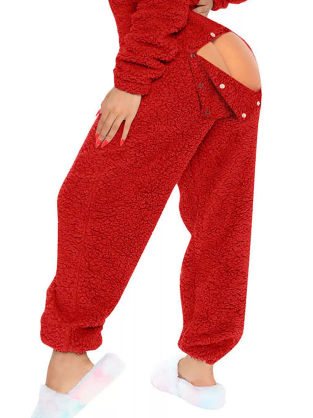 Fleece Hooded Open Back Jumpsuit