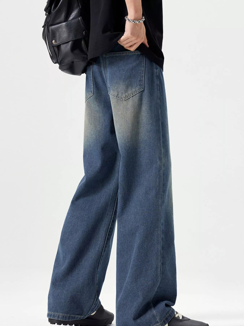 Men's Vintage Wash Wide Leg Jeans