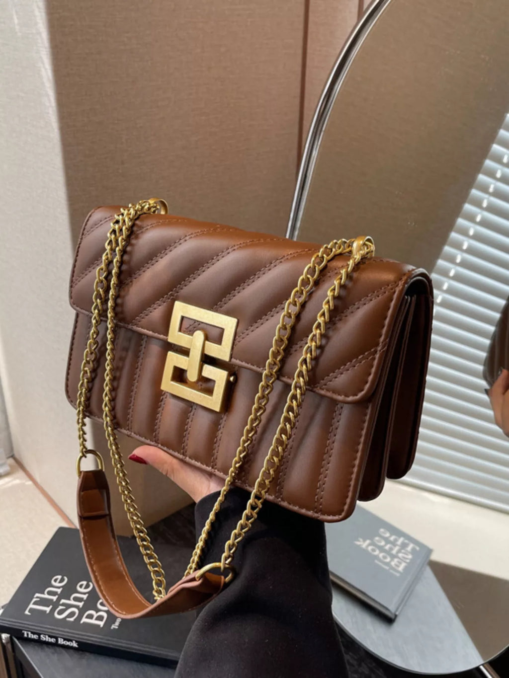 Quilted Flap Chain Crossbody Bag