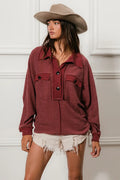 BiBi Cp French Terry Cut Edge Detail Collared Top