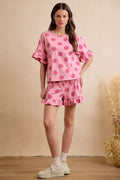 BiBi Polka Dots Printed Ruffled Detail Top And Shorts Set