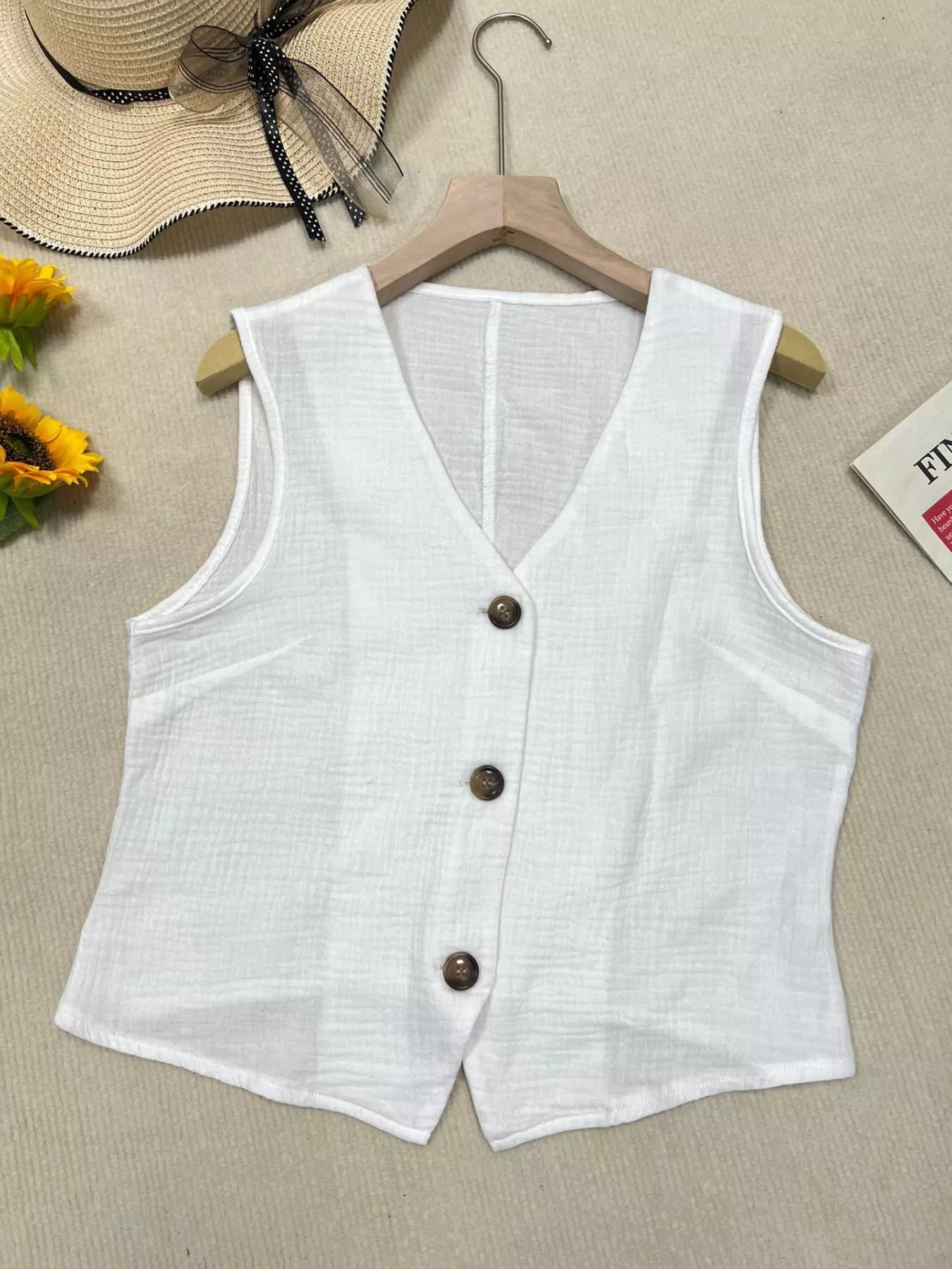 Textured Button-Down Vest