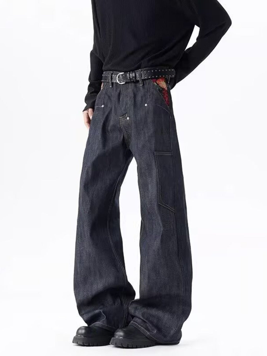 Men's Full Size Wide Leg Wash Jeans Plus Size