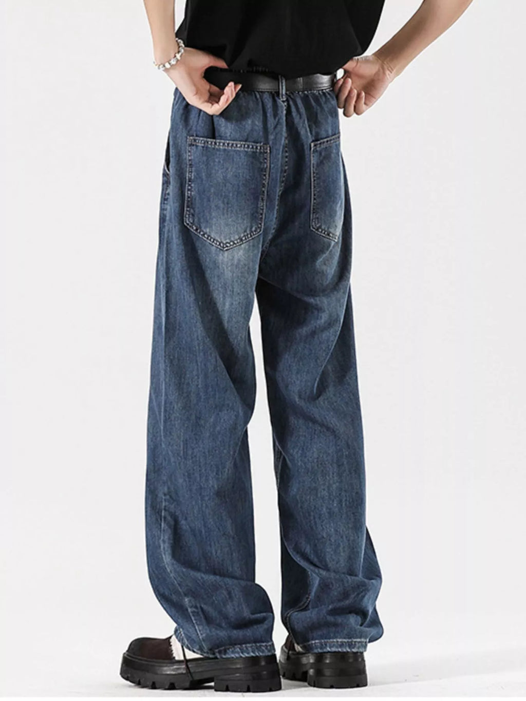 Men's Full Size Wide Leg Vintage Wash Jeans Plus Size