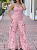 Hollow-Out Tube Top and Pants Two-Piece Set