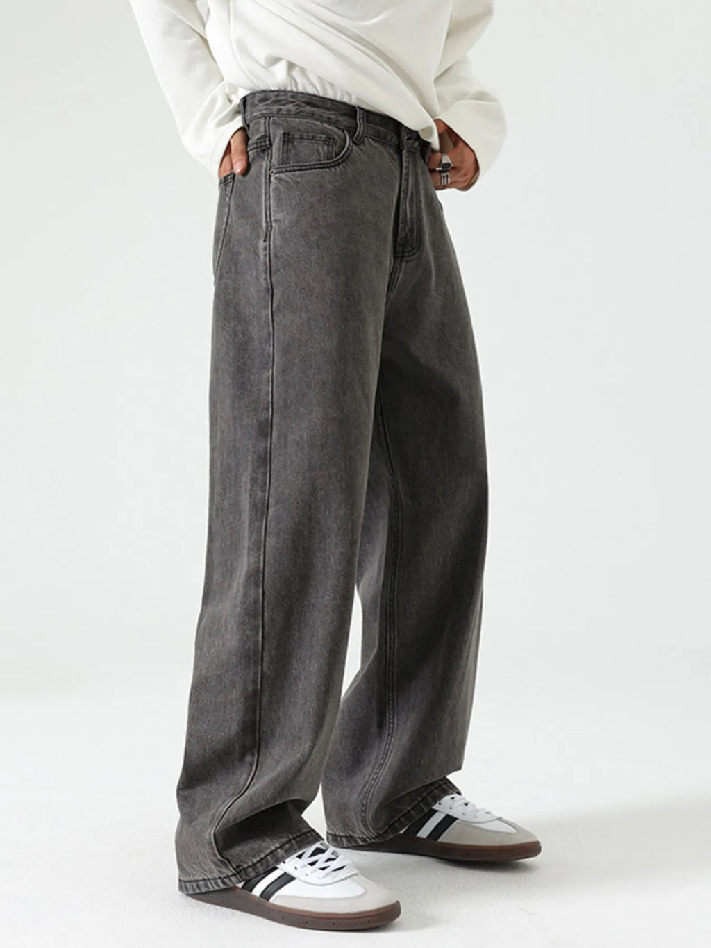 Men's Washed Wide Leg Jeans