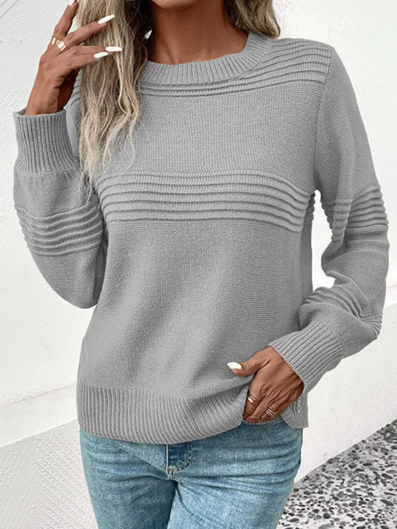 Round Neck Long Sleeve Sweater