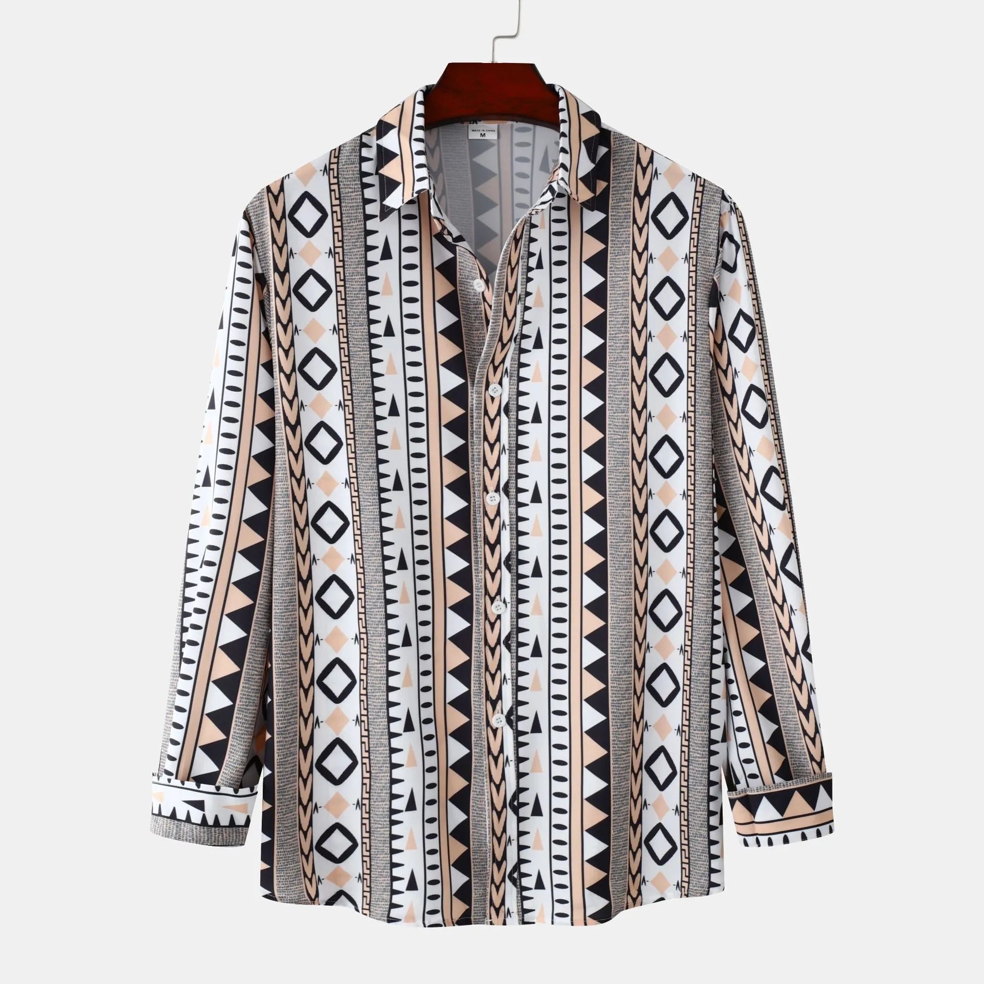 Men's Geometric Print Long Sleeve Shirt