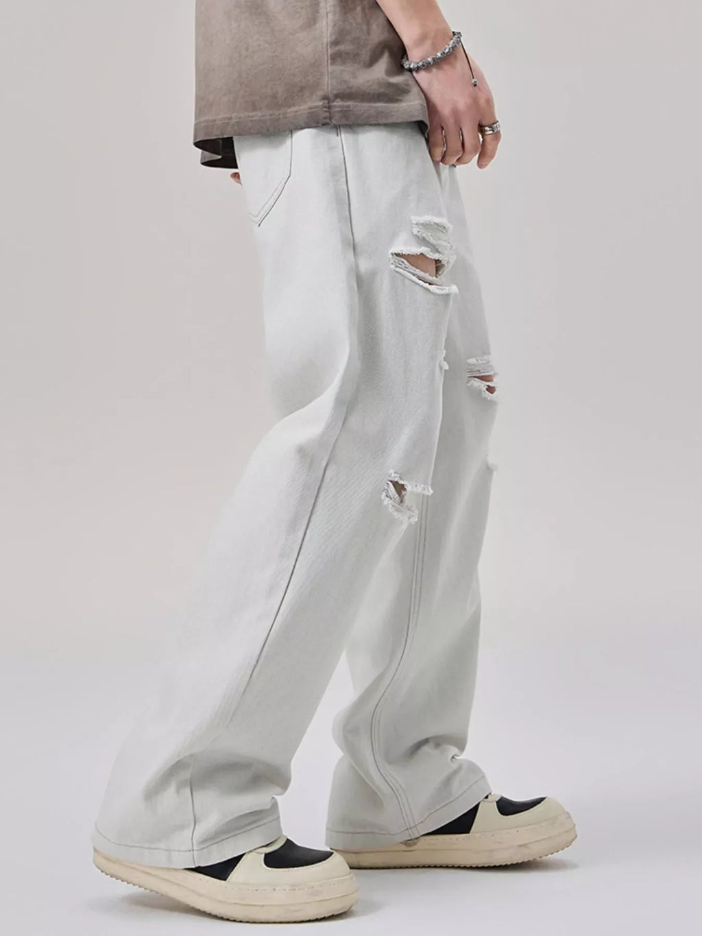 Men's Distressed Wide Leg Jeans